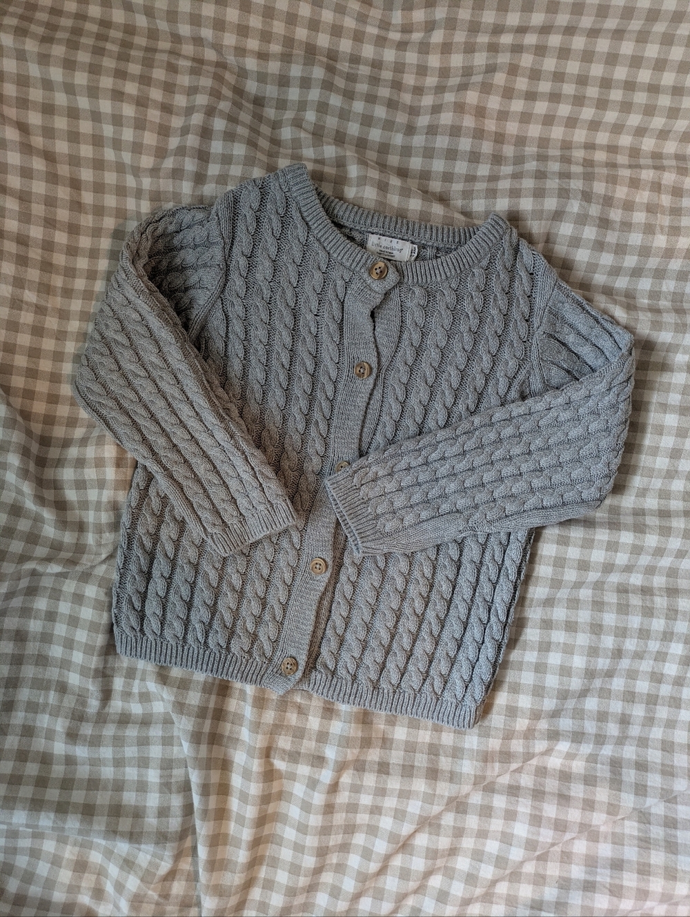 Rise little Earthling Cable Knit Button-Up Cardigan